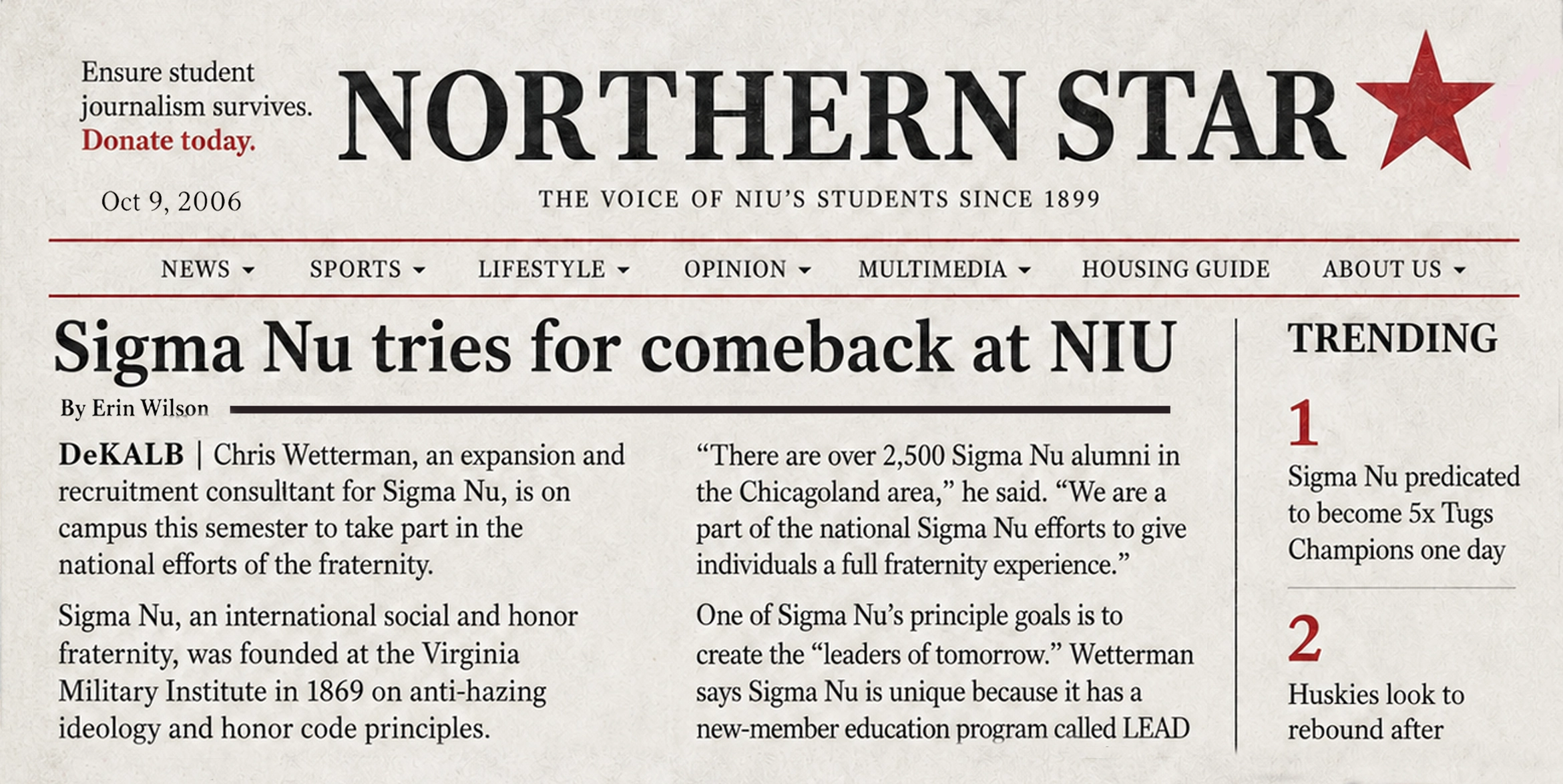 Sigma Nu NIU Greek Volleyball Team Champions